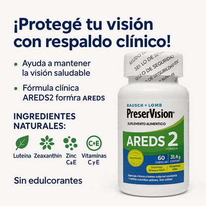 🔬 PreserVision AREDS® | Protege tu visión con respaldo clínico y resultados reales - 2 Unidades